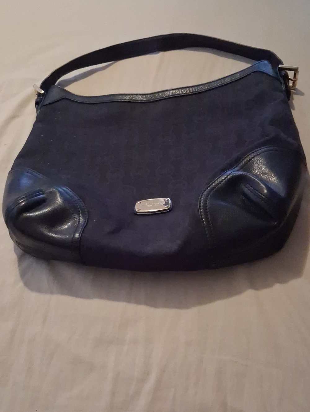 Michael Kors Hobo Bag In Black With Canvas MK Logo And Leather Strap